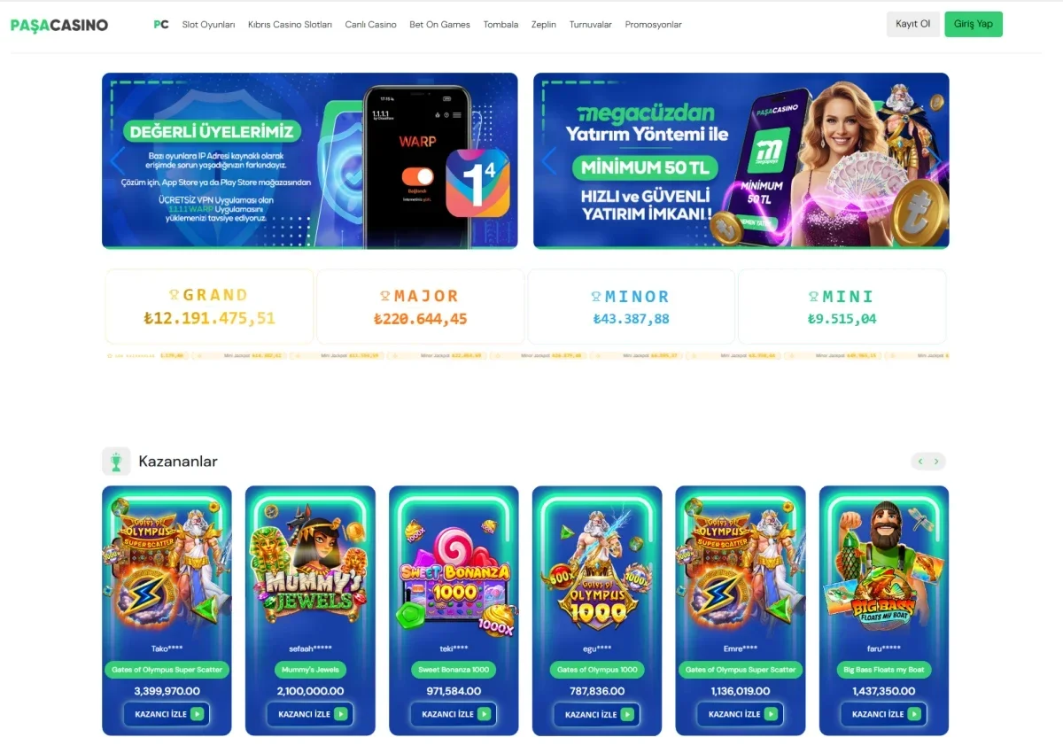 Paşa Casino ekran görüntüsü